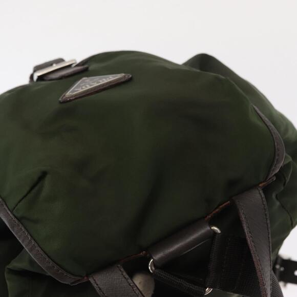 PRADA Backpack Nylon Khaki Silver Auth kk592 main image 11